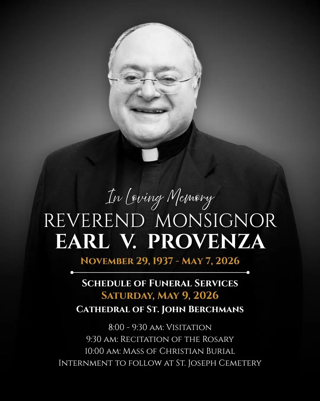 In Memory of Reverend Monsignor Earl V. Provenza